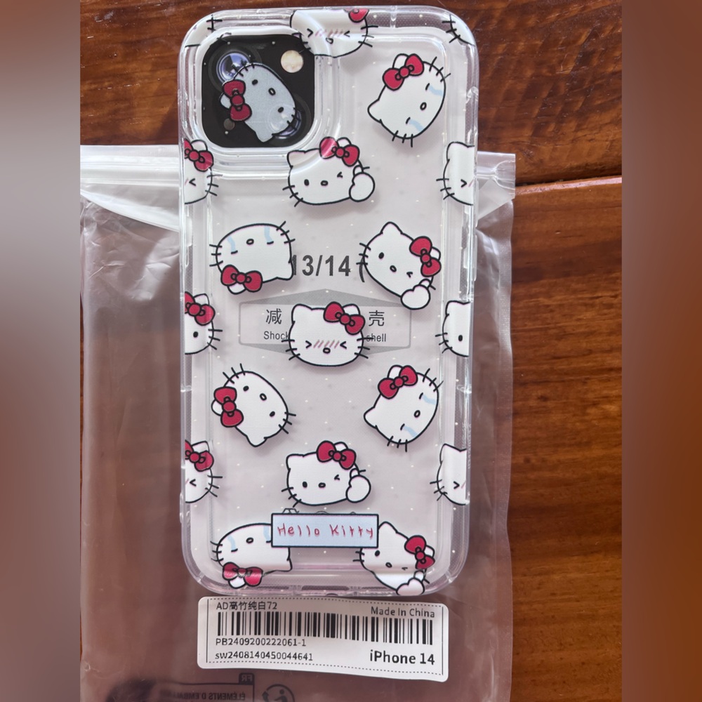 Hello Kitty Clear iPhone Case with Cartoon Cat Pattern and Precise Cutouts